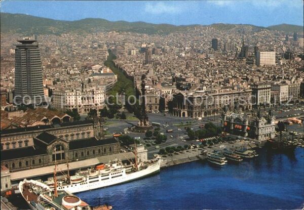 Barcelona Cataluna Hafenpartie Fliegeraufnahme