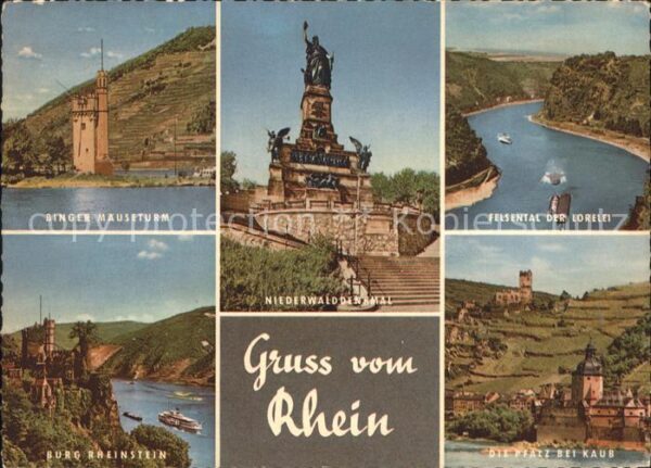Niederwalddenkmal Felsental der Lorelei Burg Rheinstein B