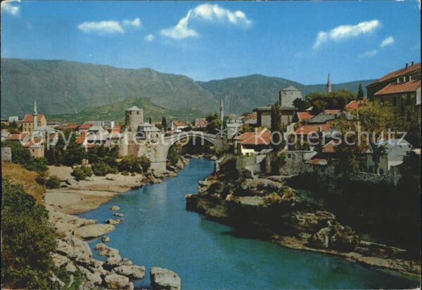 Mostar Moctap Teilansicht mit Brücke