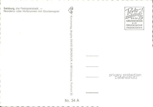 Salzburg Oesterreich Residenz-oder Hofbrunnen mit Glockenspi – Bild 2