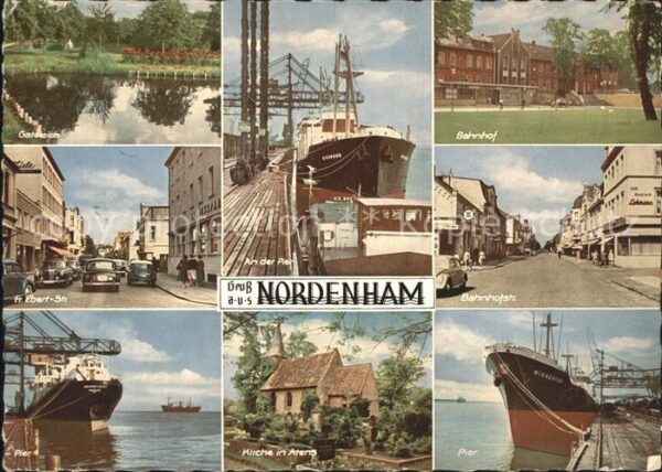 Nordenham Gartenteich Hafen Pir mit Schiff Wiener