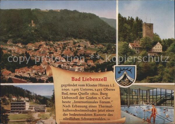 Bad Liebenzell Panorama Burg Kurhaus und Hallenbad