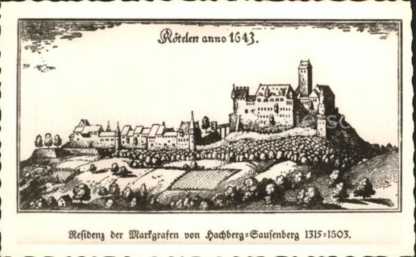 Loerrach Burg Rötteln alter Stich von 1643