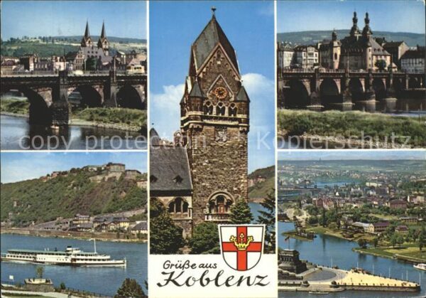 Koblenz Rhein Brückenpartie Fliegeraufnahme