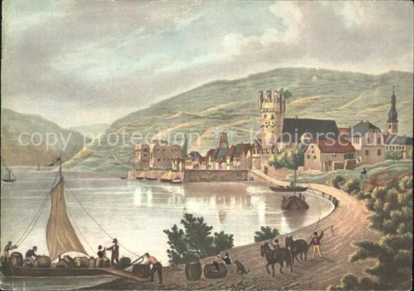 Ruedesheim Rhein Rheinpartie Künstlerkarte Asbach Urlalt