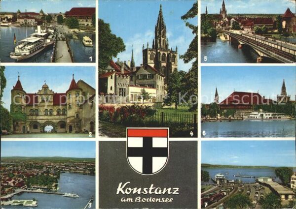 Konstanz Bodensee Hafen mit Konzil Basilika Rheinbrücke