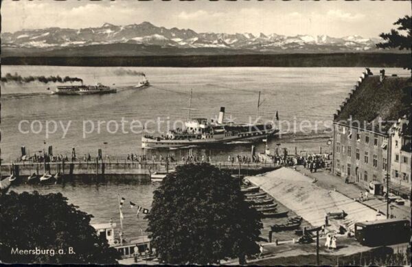 Dampfer Seitenrad Meersburg Bodensee Schiffslandestelle