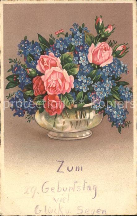 Rosen Vergissmeinnicht Litho Amag-Verlag-Nr.