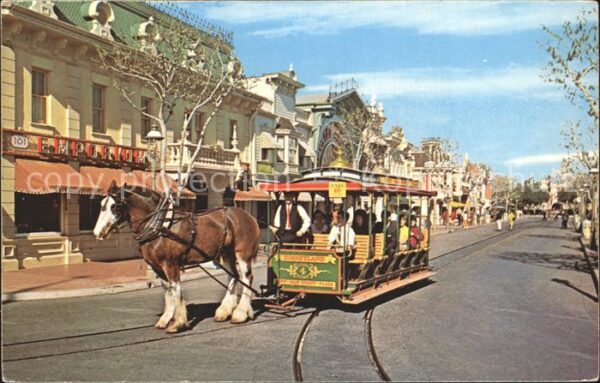 Pferdebahn Horse-Drawn Street Car Disneyland Calif