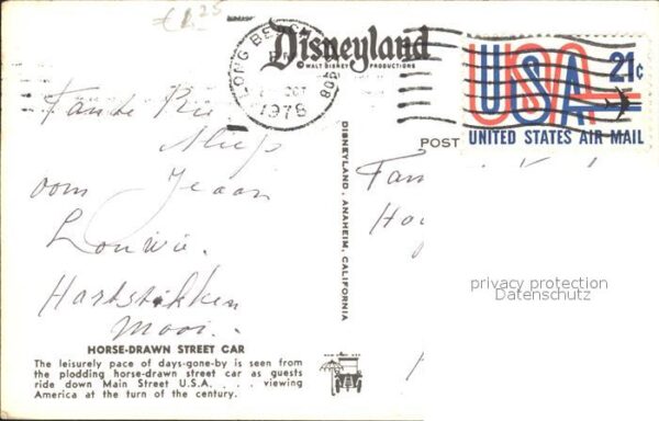 Pferdebahn Horse-Drawn Street Car Disneyland Calif – Bild 2