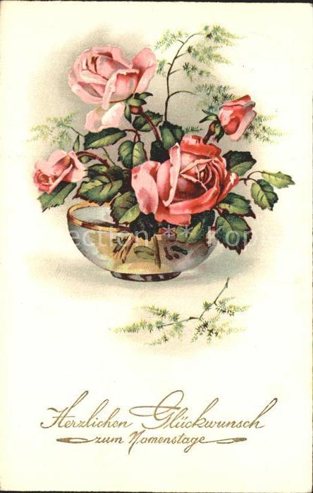 Namenstag Namenskarte Rosen Litho