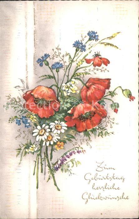 Geburtstag Mohnblumen Margeriten Kornblumen
