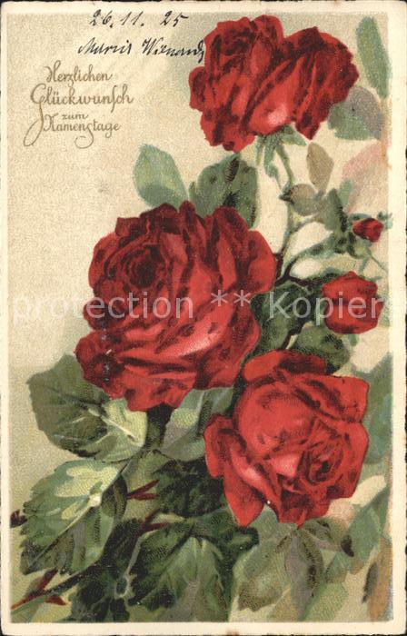 Namenstag Namenskarte Rosen Litho