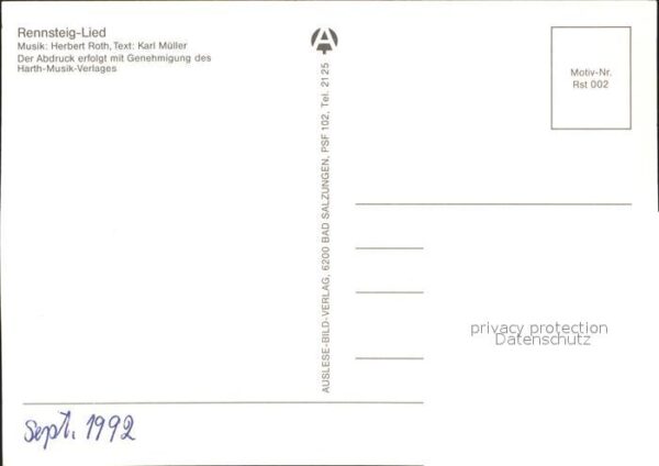 Liederkarte Rennsteig-Lied – Bild 2
