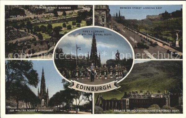 Edinburgh Scotland Sir Walter Scott Monument Pipes Drums