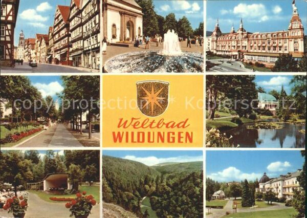 Wildungen Bad Brunnen Teich Park Bühne
