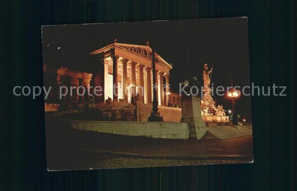 Wien Parlament Ringstrasse bei Nacht