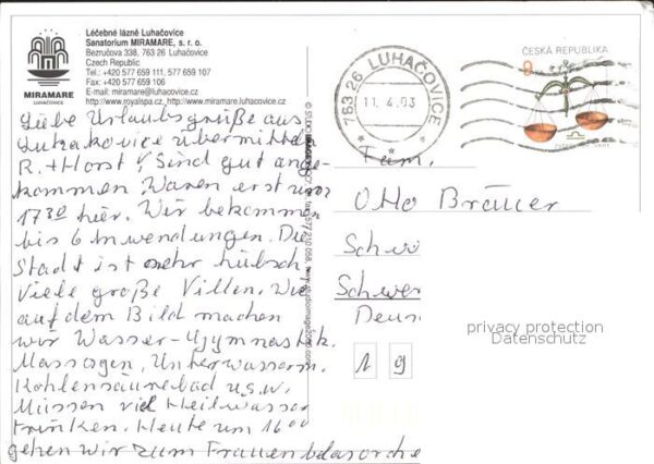 Luhacovice Sanatorium Miramare Fliegeraufnahme Hal – Bild 2
