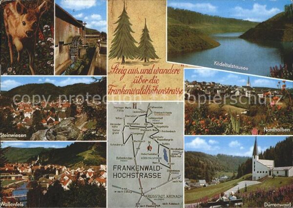 Kronach Oberfranken Frankenwald Hochstrasse mit Mühle Stein