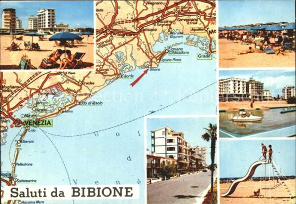 Bibione mit Landkarte Venezia