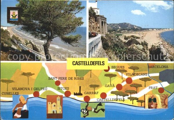 Castelldefels Strandpartien mit Karte