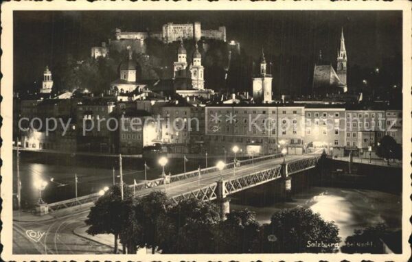 Salzburg Oesterreich Staatsbrücke Nacht