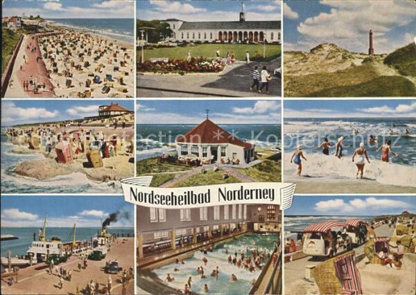Norderney Nordseebad Strand Wellenbad Leuchtturm