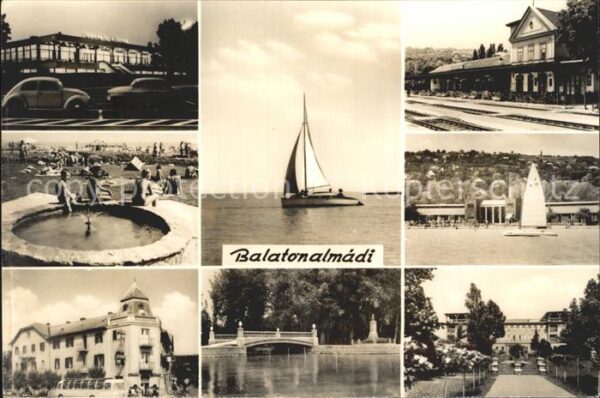 Balatonalmadi Bahnhof Brunnen Segelschiff