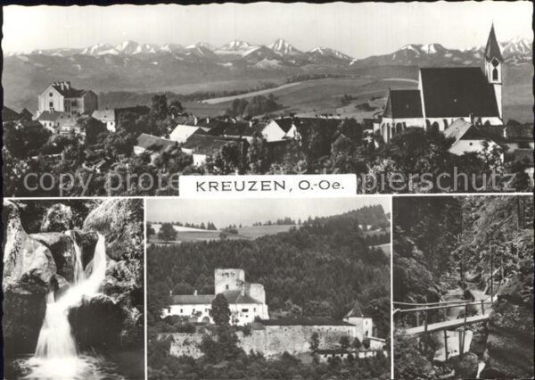 Kreuzen Wasserfall Teilansicht mit Kirche