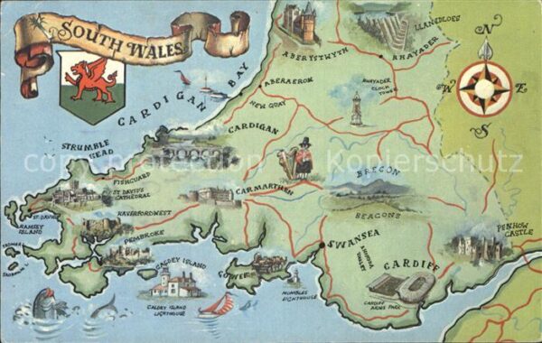 Wales Karte Süd Wales