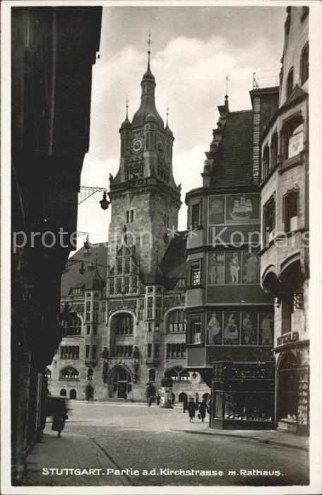 Stuttgart Kirchstrasse mit Rathaus