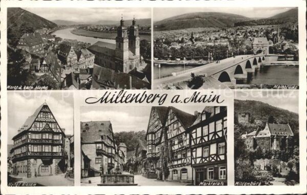 Miltenberg Main Mainbrücke Markt und Katholische Kirche