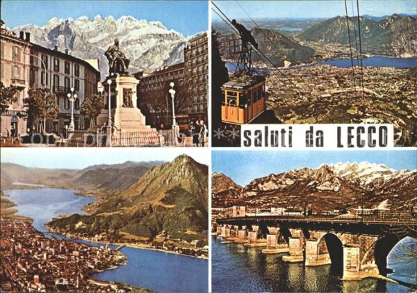 Lecco Panorama Brücke Denkmal Seilbahn