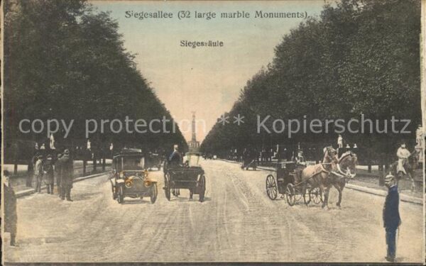 Berlin Siegesallee Siegessäule Pferdekutschen