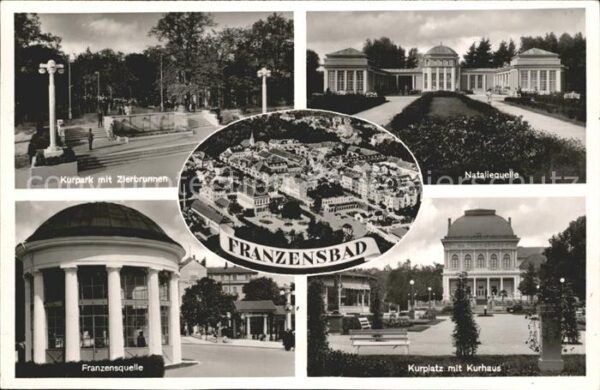 Franzensbad Boehmen Kurpark Zierbrunnen Nataliequelle Kurpl