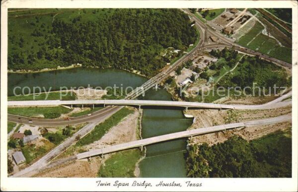 Houston  Texas USA Twin Span Bridge aerial view