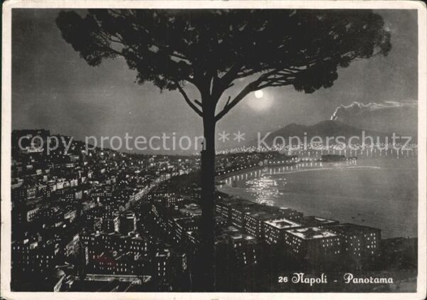 Napoli Neapel Panorama im Mondschein Nachtaufnahme