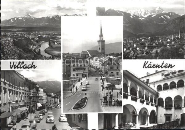 Villach Kaernten Gesamtansicht mit Alpenpanorama Strasse