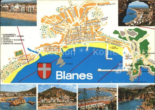 Blanes Teilansichten Küste Strand Landkarte