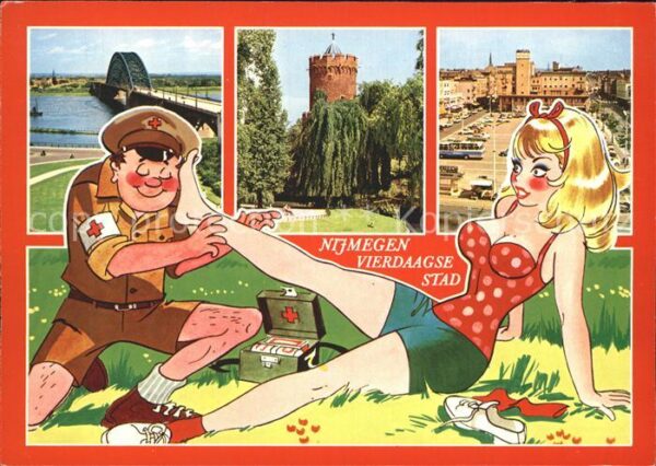 Nijmegen Brücke Turm Platz Karikatur Sanitäter D