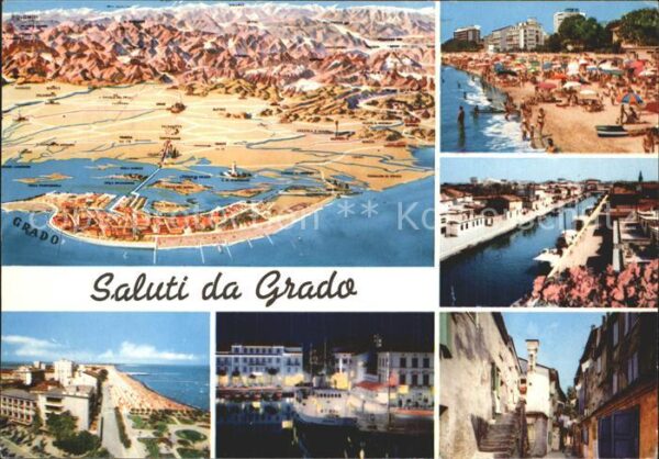 Grado Gorizia Panorama Strand Kanal Gasse Nachtaufnah