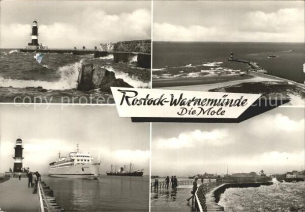 Warnemuende Ostseebad Brandung Leuchtturm Fähre Promenade