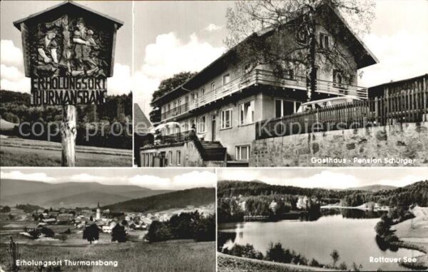 Thurmansbang Geschnitztes Ortsschild Gasthaus Pensio