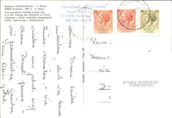 Partschins Parcines Gasthaus Birkenwald Gastraum Wasserfall – Bild 2