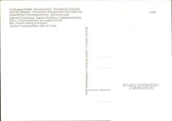 Floersheim Main Ausflugsgaststätte Wiesenmühle Gastraum – Bild 2