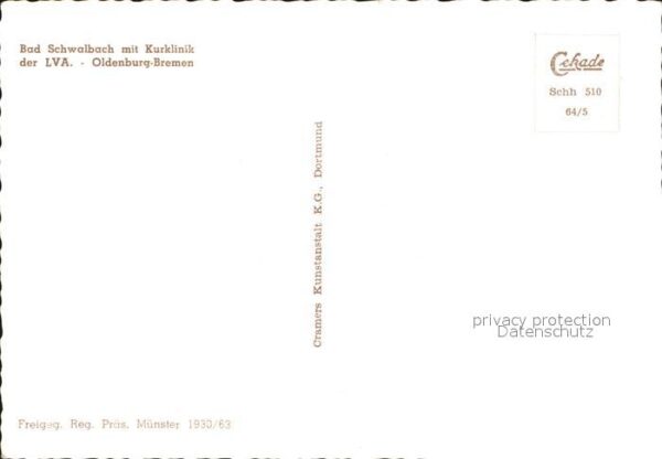 Bad Schwalbach Kurklinik der LVA Oldenburg Bremen Flie – Bild 2