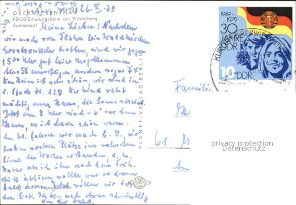 Oberwiesenthal Erzgebirge FDGB Erholungsheim am Fichtelberg Speis – Bild 2