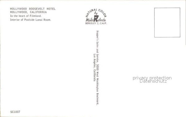 Hollywood California Roosevelt Hotel Poolside Lanai Room – Bild 2