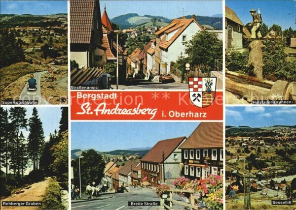 St Andreasberg Harz Holzfäller-Brunnen Sessellift Breite St
