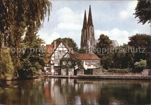 Soest Arnsberg Mühle am grossen Teich mit Wiesenkirche